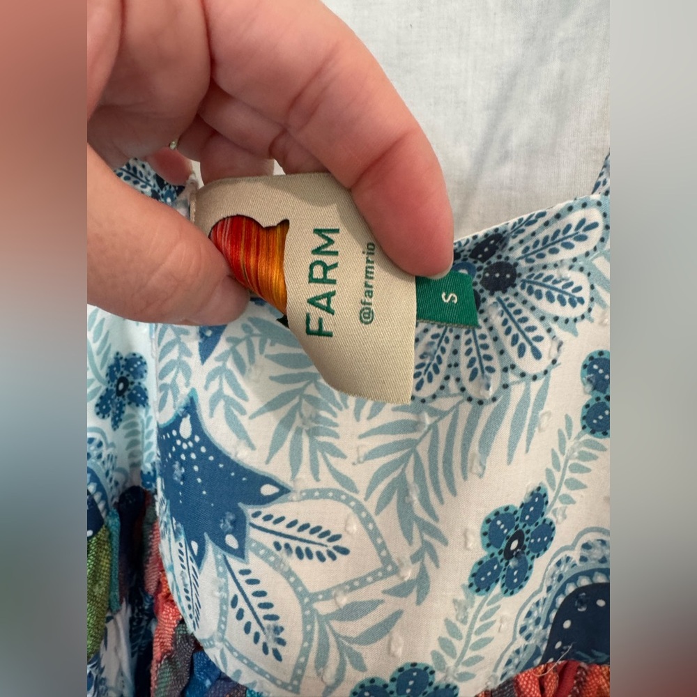 Farm Rio Blue Palms Tiered Midi Dress - Picture 4 of 4